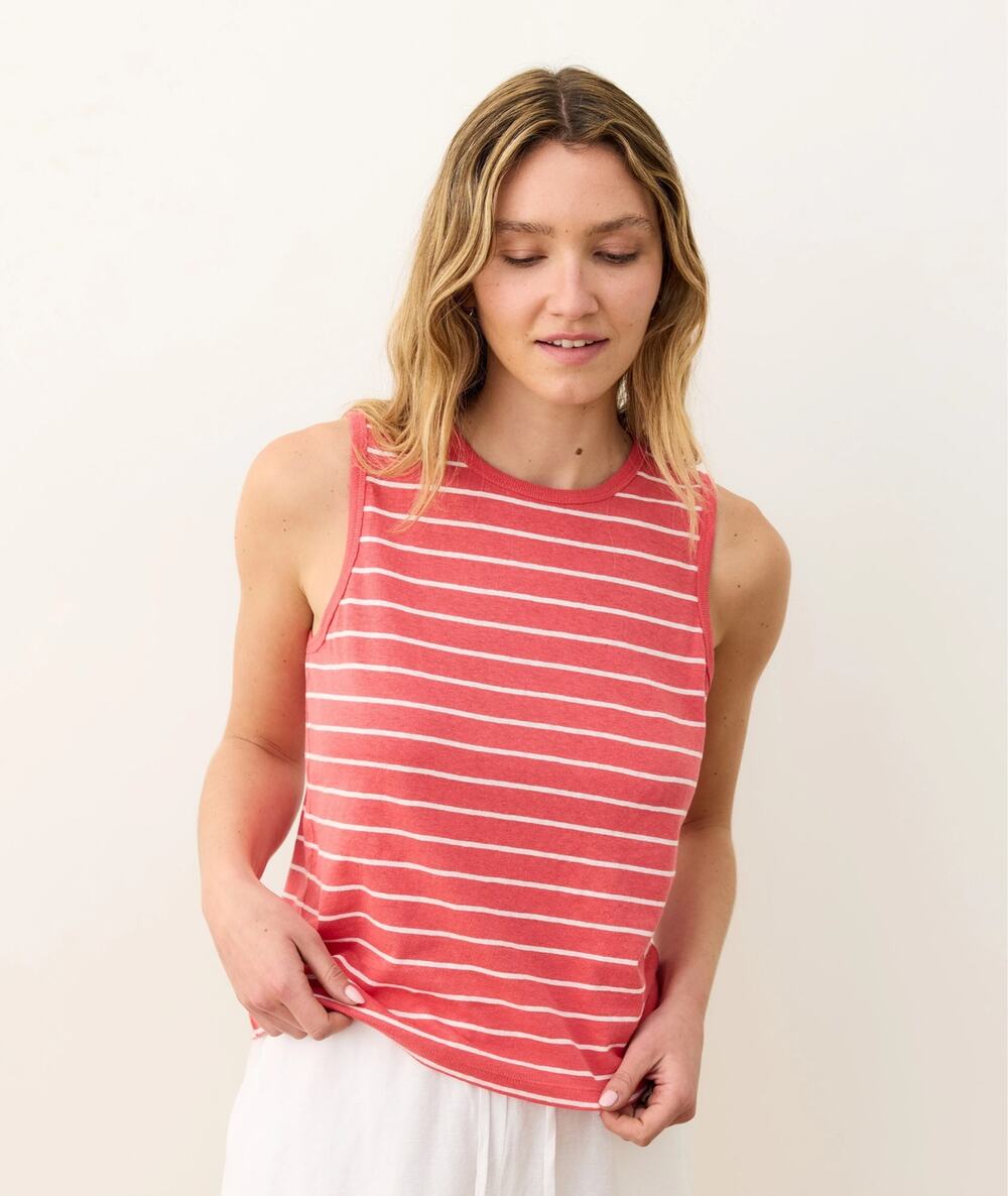 Marine Layer Tank Top Womens Small NEW Stripe Hemp Cotton Sleeveless Casual NWOT